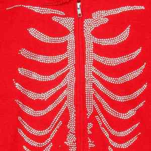 Custom <b>Red</b> Skeleton Rhinestone <b>Zip</b> <b>Up</b> <b>Hoodie</b> Y2K Streetwear Oversized Graphic Sweatshirt Goth Harajuku Men <b>Women</b> Sparkle Hoodies - Product Image 5