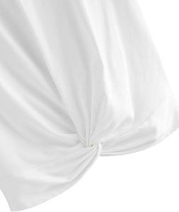 Camiseta Corta de Punto Blanca para Mujer, Cuello Redondo, Manga Corta, Diseño Cruzado en la Parte Delantera, Informal, para Primavera y Verano - Product Image 2