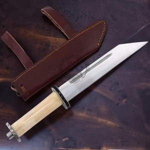Nouveau couteau Seax Viking médiéval en acier à haute teneur en carbone forgé à la main, lame de 10 pouces, manche en os de chameau, ambidextre, finition hautement polie - Product Image 4