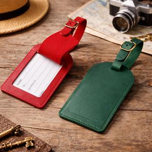 Premium Genuine Leather Luggage Tags Luxury Travel Bag Tags Privacy Flap Suitcase <b>Name</b> <b>Labels</b> Wholesale LMP-0234 - Product Image 5
