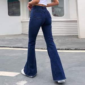 Haute qualité Vintage Street Style femmes jean jambe large Denim broderie florale Stretch mi-lavage coton Polyester Spandex - Product Image 3