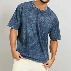 Acid Wash Men's Formal T-<b>Shirts</b> Regular Fit 100% Cotton Solid Color Eco-Friendly Breathable Anti-Wrinkle Customized Logo - Product Image 5