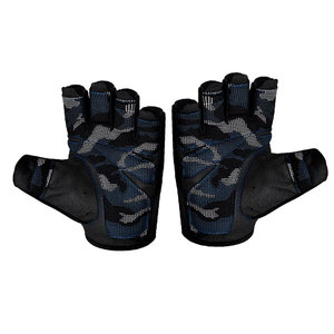 Gants de vélo sportifs longueur poignet en polyester respirant pour les sports de plein air, camouflage noir et bleu - Product Image 2