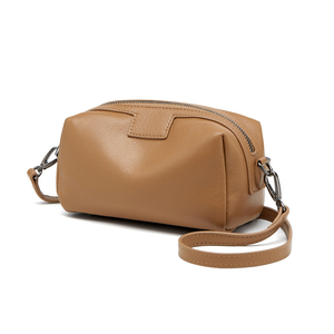 Sac bandoulière en cuir véritable 19 cm avec fermeture éclair, sangle amovible, style minimaliste unisexe - Product Image 6