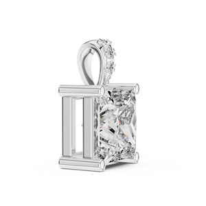 Colgante de Plata de Ley 925 con Moissanita Corte Princesa, Engaste de Bisel, Bañado en Rodio, Joyería para Regalo de Aniversario o Boda - Product Image 2