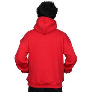 เสื้อฮู้ดดี้และเสื้อสเวตเชิ้ตผู้ชาย ผ้าฝ้าย 100% สีแดง ทรงหลวม สไตล์ลำลอง สตรีทแวร์ ใส่สบาย แฟชั่นทันสมัย - Product Image 2