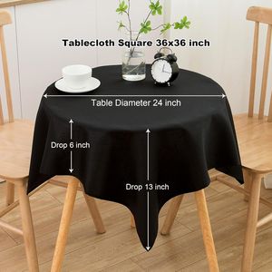 Mantel Cuadrado Pequeño de 36 x 36 Pulgadas, Negro, Resistente a las Manchas y a las Arrugas, de Poliéster, para Comedor, Buffet, Fiestas - Product Image 1