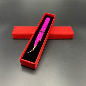 แหนบต่อขนตาปลายแหลมทำจากสแตนเลสรูปตัวเจแบบโค้งสีทองสีม่วง - Product Image 3