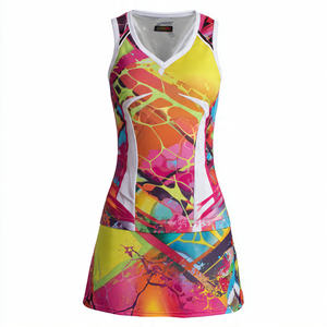 Robes de netball imprimées pour femmes, 100% polyester, col en V, sans manches, légères, uniformes d'entraînement de netball - Product Image 2