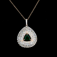Collier à breloques en or blanc 14 carats avec pierre verte, pampilles et diamants de laboratoire sertis en grappe, certifié IGI, bijou classique, cadeau