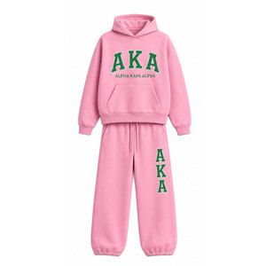 Ensemble survêtement rose Alpha Kapa Alpha pour femme – Sweat à capuche et pantalon de jogging décontracté à manches longues avec motif lettres – Tenue assortie pour l'automne - Product Image 2