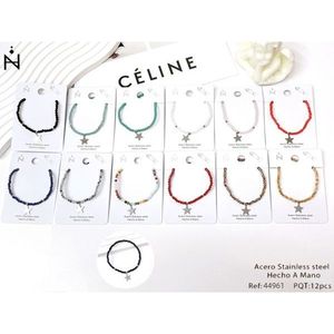 Bracciale elastico in cristallo con ciondolo pentagramma placcato argento, gioielli di moda unisex - Product Image 3