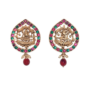 Pear Shaped Kemp Stud Earrings with Pearl Drops - Product Image 2