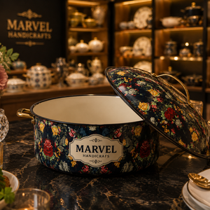 Olla térmica de acero con aislamiento floral premium de Marvel Handicrafts con tapa, calentador de alimentos, tazón térmico para servir, utensilios de cocina - Product Image 3