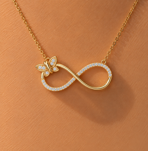 Pendentif en diamant de laboratoire taille ronde, or massif 14K 18K, collier papillon infini pavé en or, 0,25 CTW DEF VVS, cadeau romantique ODM - Product Image 3