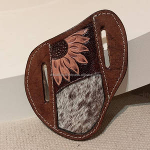 Cheveux de qualité supérieure sur cuir usiné tournesol couteau gaine ceinture personnalisée trappeur couteau gaine en cuir sculpté porte-couverture - Product Image 4
