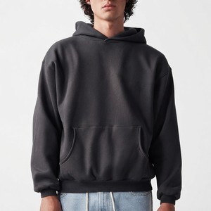 เสื้อฮู้ดผู้ชายสีเทาล้วน ทรงปกติ ผ้าฝ้ายเฟรนช์เทอร์รี่ สวมใส่สบายๆ สำหรับฤดูใบไม้ร่วงและฤดูหนาว - Product Image 1