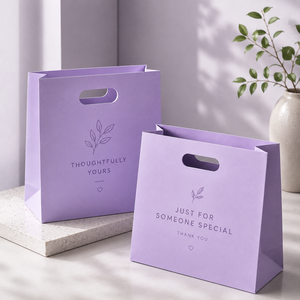 Sac en papier kraft avec poignées découpées, estampage or, écologique, sac plat standard pour emballage commercial et shopping - Product Image 4