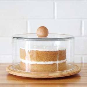 Support à gâteau classique en marbre blanc avec base en bois tourné, présentoir élégant pour desserts, idéal pour cuisine, boulangerie, table de fête, bois naturel - Product Image 3