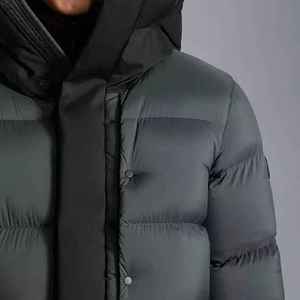 Men's Hooded Puffer Jacket Down Filled Winter Coat Windproof Casual Quilted Regular Fit Black Zipper Closure - Product Image 4