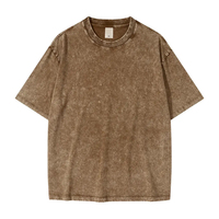 Camiseta Oversize de Algodón Pesado con Lavado Ácido y Efecto Desgastado, Estilo Urbano, Prenda OEM