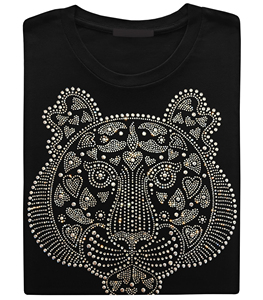 T-shirt pour homme noir avec strass, motif grue, design oiseau scintillant, manches courtes, streetwear de luxe pour soirée et mode, haute qualité - Product Image 5