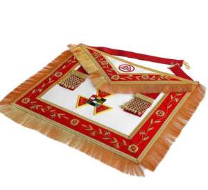 Tablier de Loge Maçonnique Brodé à la Main avec Fil de Bullion et Broderie Zari, en Coton-Polyester et 100% Peau d'Agneau de Luxe - Product Image 6