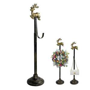 Metal Reindeer and Sleigh <b>Christmas</b> <b>Stocking</b> Holders Decorative Hooks for Holiday Display - Product Image 2