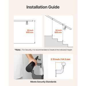 Corrimano per Scale in Alluminio Zincato Nero da 2,13 m Montato a Parete, Diametro Tubo 3,2 cm per Uso Interno ed Esterno - Product Image 4