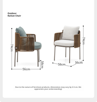 Ensemble de salle à manger de luxe moderne pour patio extérieur, chaises en rotin tressé avec table perforée, mobilier de jardin imperméable pour hôtel, villa