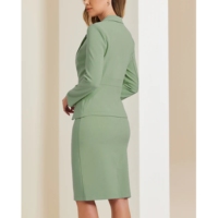 Ensemble de tailleur formel pour femmes, 2 pièces, coupe ajustée, anti-rides, respirant, lavable, blazer à manches longues, jupe crayon longueur genou