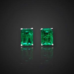 Pendientes de Esmeralda Rectangulares de Plata de Ley, Piedra Preciosa de Nacimiento de Mayo, Regalo de Boda o Cumpleaños para Mujer - Product Image 1