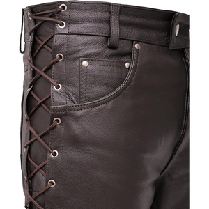Custom Unisex Genuine Cowhide Leather Waterproof <b>Plus</b> <b>Size</b> Biker Pants Full Grain Motorcycle Riding Lace up Side YKK Zipper - Product Image 3