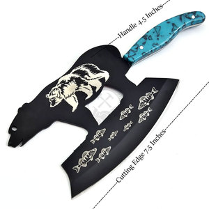 Couteau à viande artisanal personnalisé avec étui en cuir, lame en acier D2 (7,5 pouces), design ambidextre, manche en résine - Coupe multi-usages - Product Image 5