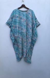 Caftán de algodón Kantha bordado a mano para mujer, estilo bohemio, para playa, suelto, tipo maxi. - Product Image 5