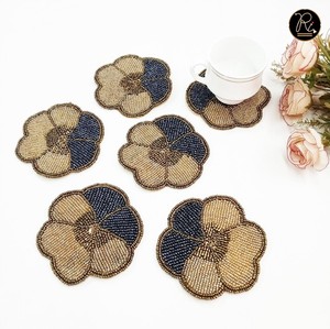 Colorful Beaded <b>Coasters</b> Set Handmade Decorative <b>Drink</b> Mats Protect Surfaces Perfect Gift <b>for</b> Housewarming Weddings Parties - Product Image 1