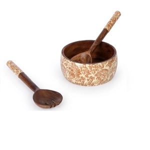 Vajilla Decorativa de Madera para Uso Diario en el Hogar, Producto de Alta Calidad, Tazón para Servir de Madera de Acacia Rústica Esmaltada - Product Image 2