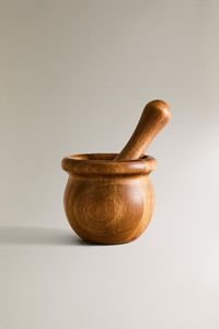 Wooden Mortar And Pestle <b>Grinder</b> Traditional Kitchen Tool For <b>Herbs</b> Spices Seeds And Medicinal Preparation - Product Image 5