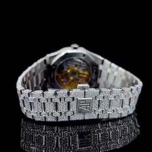 Reloj de Lujo con Cristales de Zafiro y Moissanita, Movimiento Mecánico, Esfera con Agujas de Acero Inoxidable, Totalmente Adornado, Estilo Vintage - Product Image 6