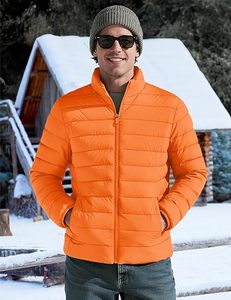 Chaqueta de Plumón Ligera Acolchada Naranja para Hombre, Cierre de Cremallera, Cuello Alto, Corte Regular, para Otoño y Actividades al Aire Libre - Product Image 2