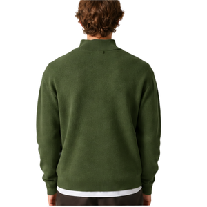 Men Green Quarter Zip <b>Jumper</b> Knitted Sweater Stand Collar Long Sleeve Pullover Casual Winter Warm Soft Knitwear Premium <b>Fit</b> - Product Image 2