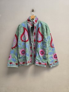 Mint Green Velvet Suzani Jacket <b>for</b> <b>Women</b> Handmade Floral Paisley Embroidery Boho Ethnic Winter <b>Coat</b> Wholesale Designer - Product Image 1