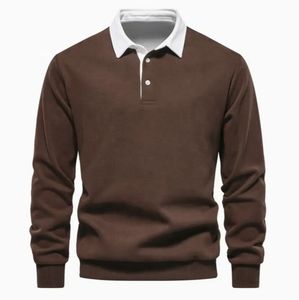 Polo à manches longues pour homme de style moderne, vêtements de mode avec logo personnalisé, impression de logo, OEM ODM, approvisionnement en gros - Product Image 5