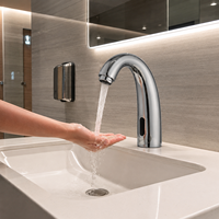 Robinet à capteur moderne WCP222 en acier inoxydable avec finition chromée économisant l'eau pour applications en cuisine, salle de bain, appartement, hôtel