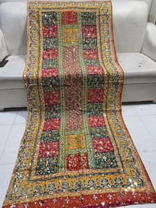 Handmade Heavy Embroidered <b>Silk</b> Shawl Women's Long Ethnic Floral Pattern <b>Red</b> Yellow Decorative All Seasons Wear - Product Image 5