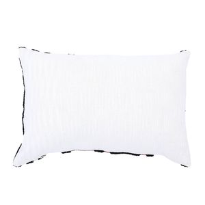 Cojín Lumbar de Algodón Tufted Hecho a Mano, 24 x 16 Pulgadas, Marrón, Blanco y Negro - Product Image 1