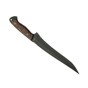 มีดแล่เนื้อคาร์บอนสตีลทำมือแบบกำหนดเองของ Burraq ขนาด 9 นิ้ว พร้อมปลอกหนัง ปลอดภัยสำหรับเครื่องล้างจาน ของขวัญใหม่สำหรับชาวประมง - Product Image 1