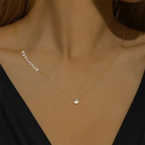 Ensemble de bijoux collier et bracelet en argent sterling 925 avec serti asymétrique en CZ - Product Image 2