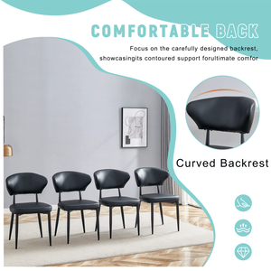 Minimalist Ergonomic Dining <b>Chair</b> Black Curved Backrest <b>Comfortable</b> Design Unlocking <b>Comfortable</b> Minimalist Dining Experience - Product Image 6