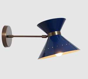 Applique murale en métal bleu de style moderne du milieu du siècle, design géométrique, luminaire d'intérieur pour salon, décoration de la maison - Product Image 3